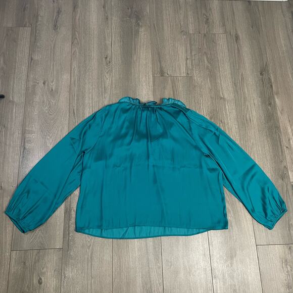 J Crew Long Sleeve Ruffleneck Plus Chic Sleek Top US Women's 2X New - Picture 4 of 6